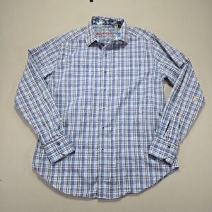Robert Graham Plaid Paisley Embroidered Button Down Shirt Classic Fit Mens M